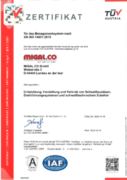 ISO 14001 Zertifikat